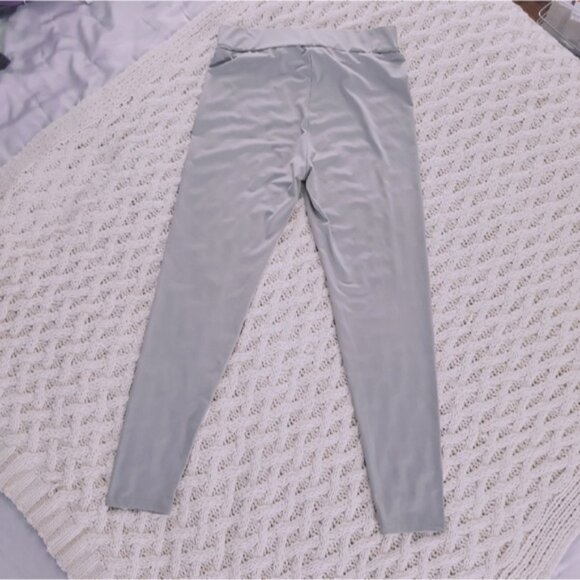 Stretch Hi-Rise Waist Band Light Grey Leggings- Size M - Picture 2 of 5